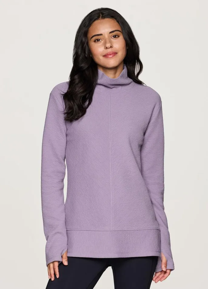 Women Studio Jacquard Mock Neck Pullover Light Purple RBX Active Sweatshirts
