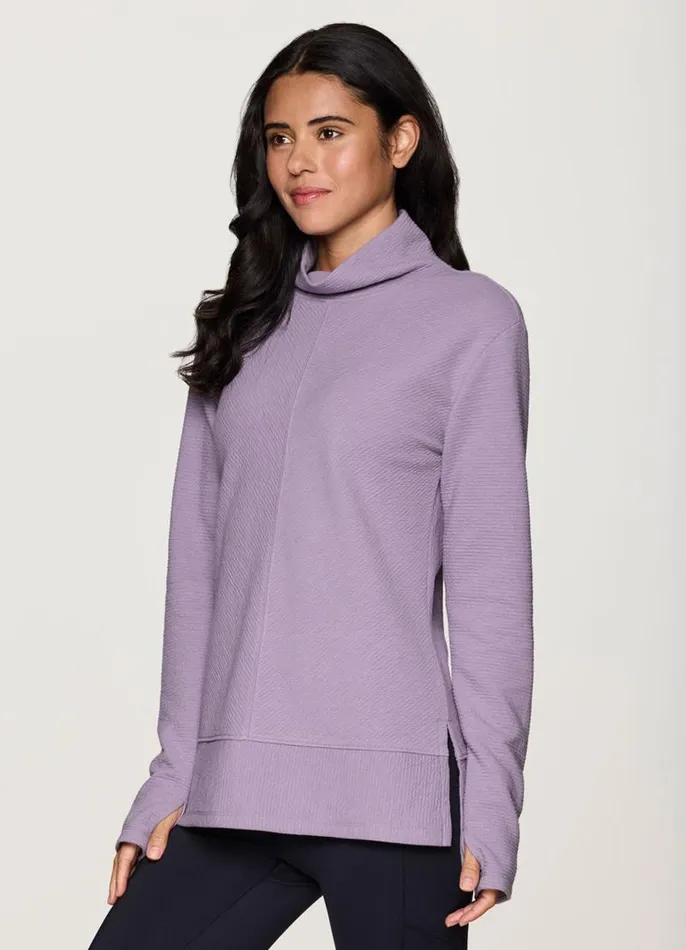 Women Studio Jacquard Mock Neck Pullover Light Purple RBX Active Sweatshirts
