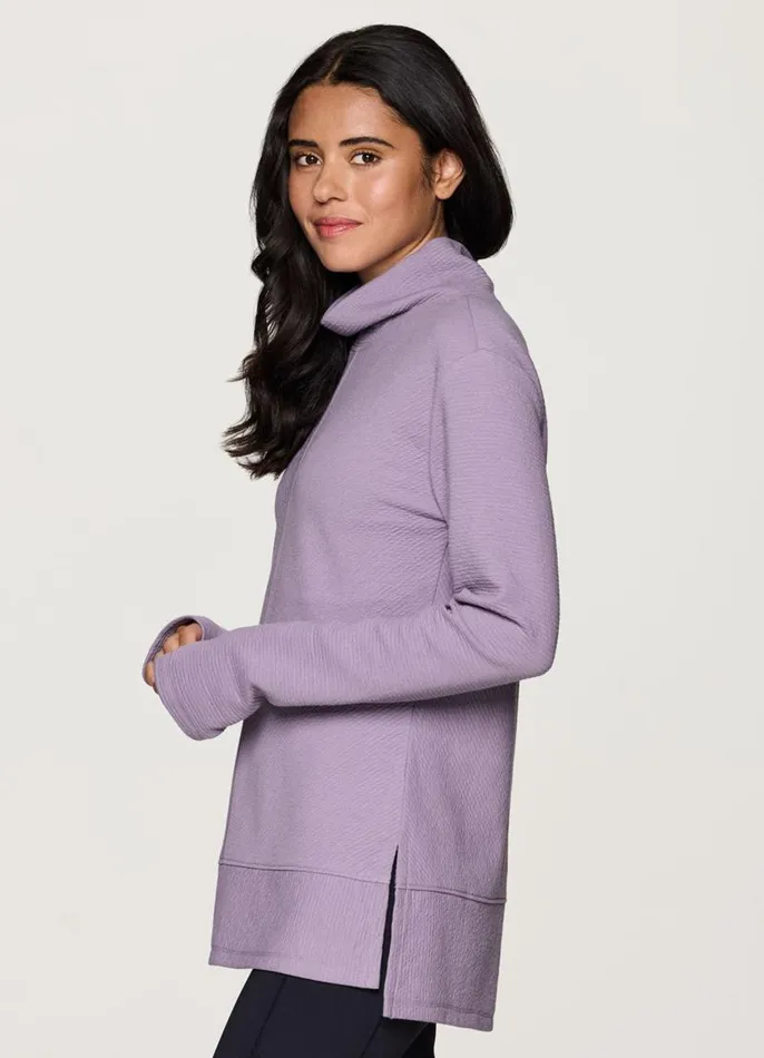 Women Studio Jacquard Mock Neck Pullover Light Purple RBX Active Sweatshirts