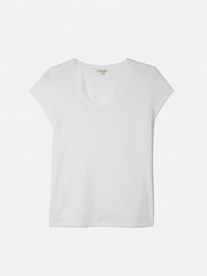 Women Supima Cotton Scoop Neck Tee White Jigsaw Shirts and Tops