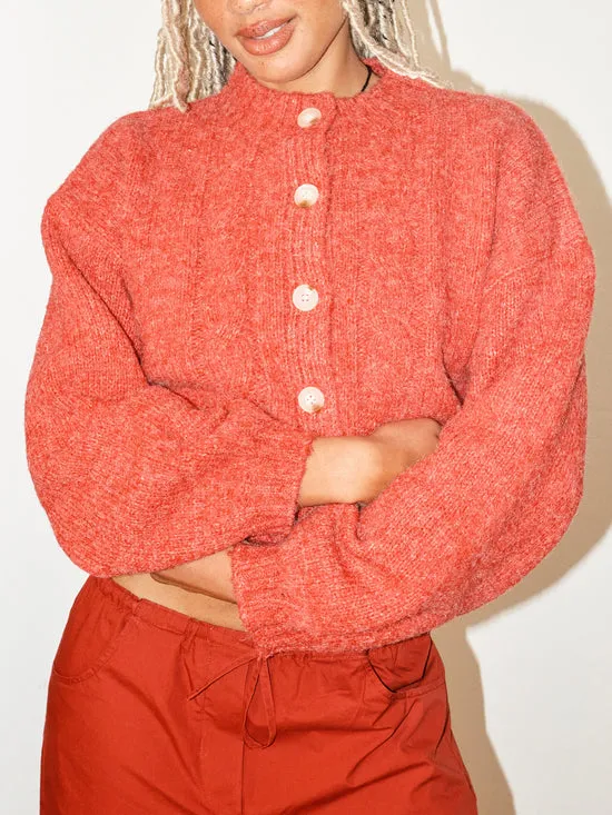 Women Sweaters Lisa Says Gah Cable Knit Cardigan Red