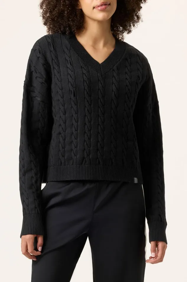 Women Sweatshirts and Hoodies Fila Baseline Chunky VNeck Sweater 001 Black Women Sweatshirts and Hoodies Fila Baseline Chunky VNeck Sweater 001 Black