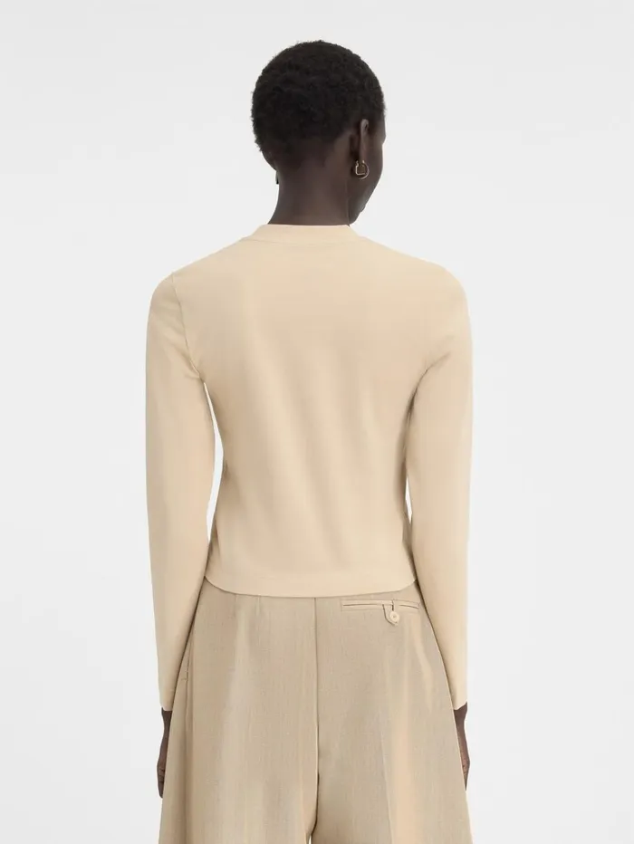 Women Tshirts JACQUEMUS The Gros Grain Longsleeve Tshirt Beige