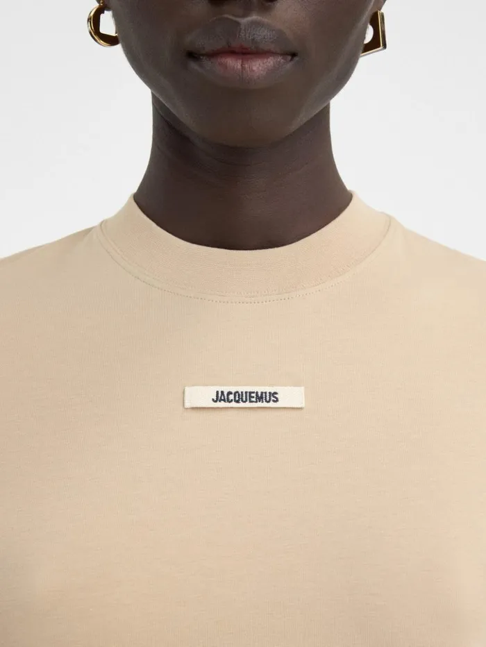 Women Tshirts JACQUEMUS The Gros Grain Longsleeve Tshirt Beige