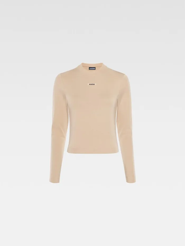 Women Tshirts JACQUEMUS The Gros Grain Longsleeve Tshirt Beige