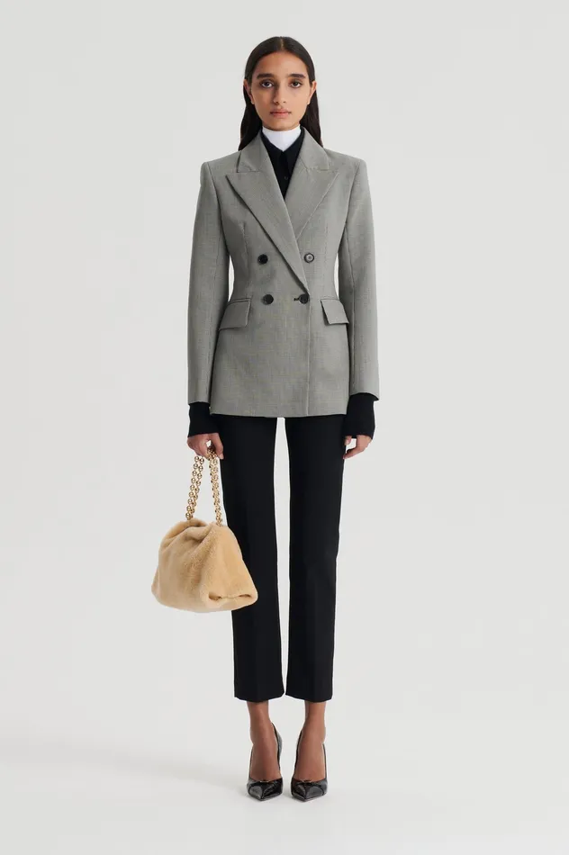 Women TAILORED HOUNDSTOOTH JACKET BLACK Jackets Scanlan Theodore Women TAILORED HOUNDSTOOTH JACKET BLACK Jackets Scanlan Theodore