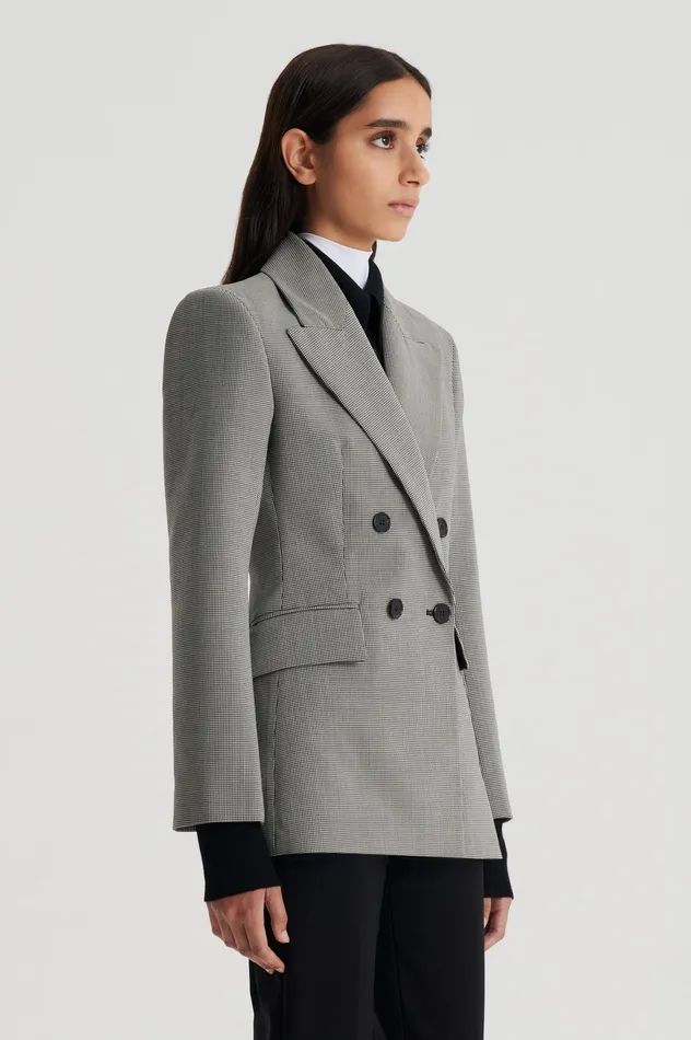 Women TAILORED HOUNDSTOOTH JACKET BLACK Jackets Scanlan Theodore Women TAILORED HOUNDSTOOTH JACKET BLACK Jackets Scanlan Theodore