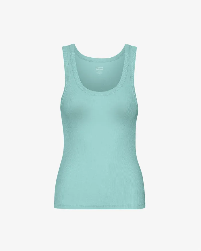 Women Tank Tops Colorfulstandard Women Organic Rib Tank Top 8211 Teal Blue