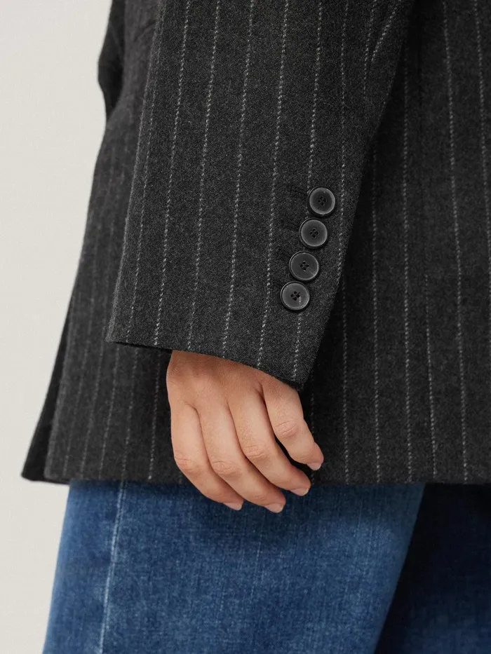 Women Tatton Italian Wool Pinstripe Blazer Grey Jigsaw Coords
