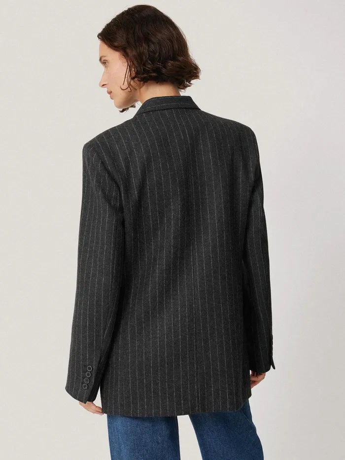 Women Tatton Italian Wool Pinstripe Blazer Grey Jigsaw Coords