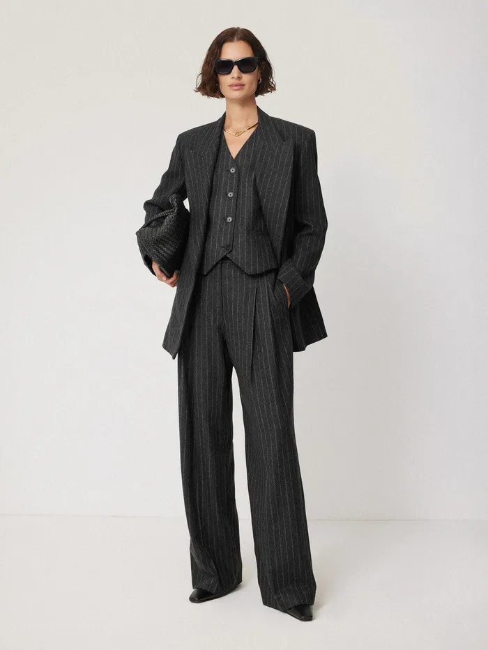 Women Tatton Italian Wool Pinstripe Blazer Grey Jigsaw Coords
