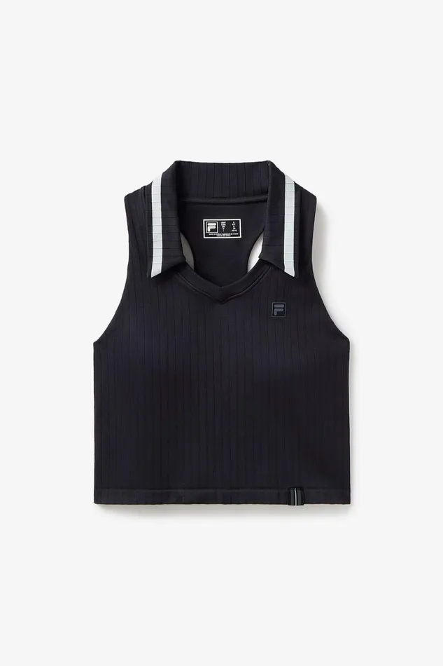 Women Tennis Fila Challenger Seamless Polo Tank 983 Blackgardenia