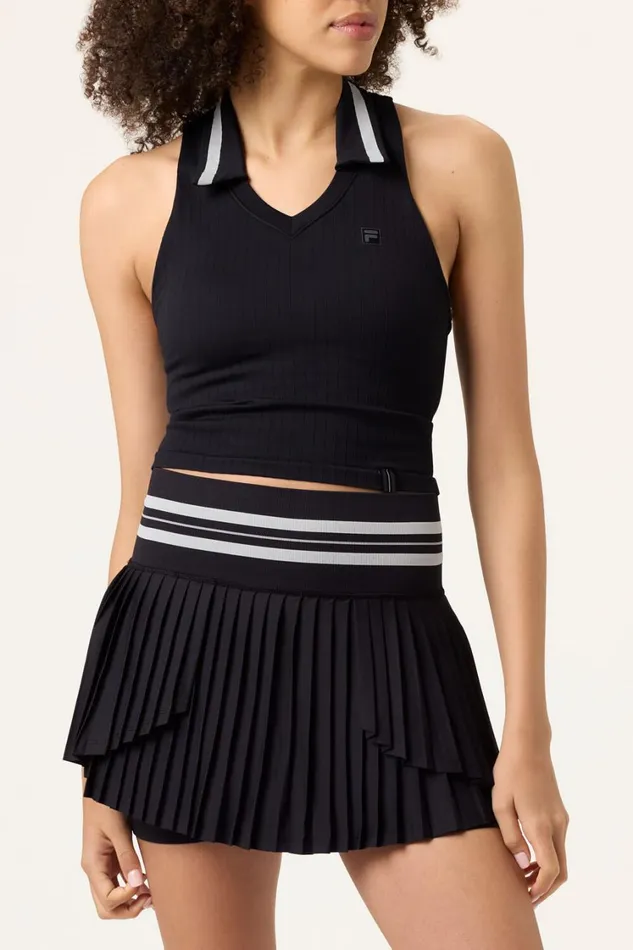 Women Tennis Fila Challenger Seamless Polo Tank 983 Blackgardenia Women Tennis Fila Challenger Seamless Polo Tank 983 Blackgardenia