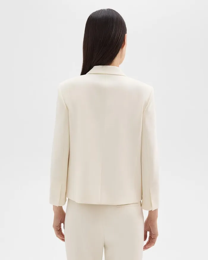 Women Theory Blazers Jackets Boxy Patch Pocket Blazer In Admiral Crepe Rice