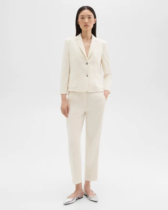 Women Theory Blazers Jackets Boxy Patch Pocket Blazer In Admiral Crepe Rice