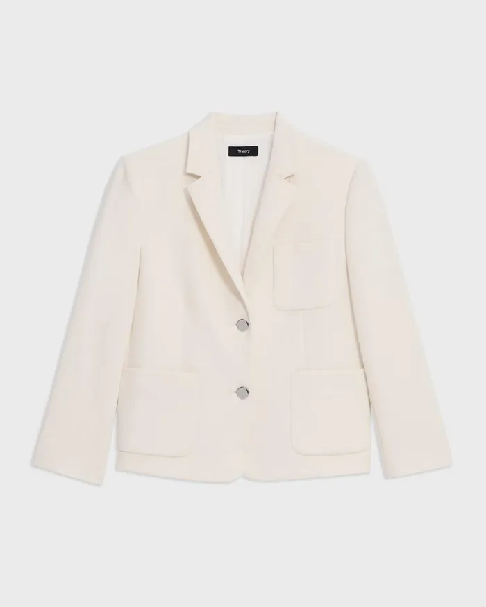 Women Theory Blazers Jackets Boxy Patch Pocket Blazer In Admiral Crepe Rice