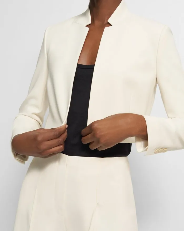 Women Theory Blazers Jackets Cropped Blazer In Admiral Crepe Rice