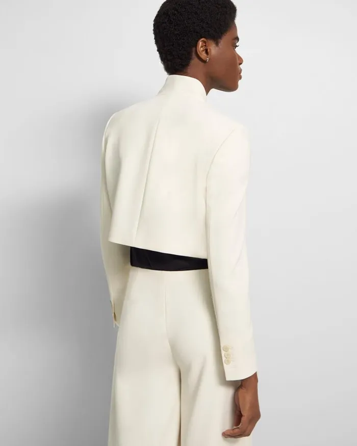 Women Theory Blazers Jackets Cropped Blazer In Admiral Crepe Rice