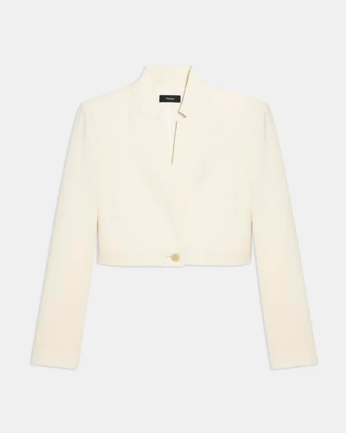 Women Theory Blazers Jackets Cropped Blazer In Admiral Crepe Rice