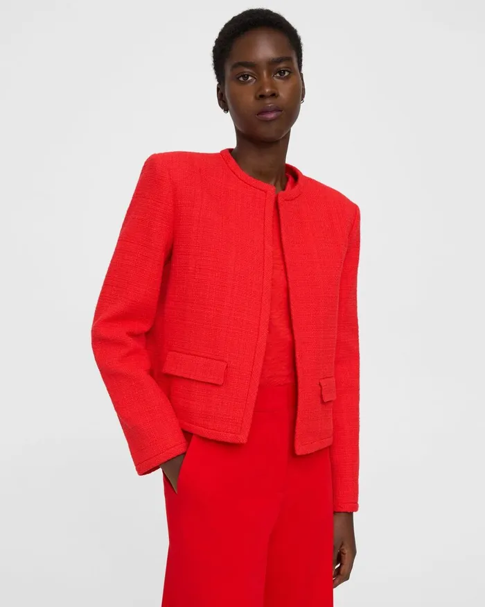 Women Theory Blazers Jackets Cropped Jacket In Cotton Tweed Grenadine
