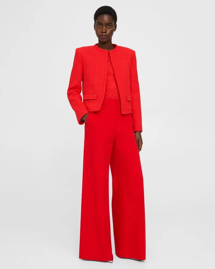 Women Theory Blazers Jackets Cropped Jacket In Cotton Tweed Grenadine