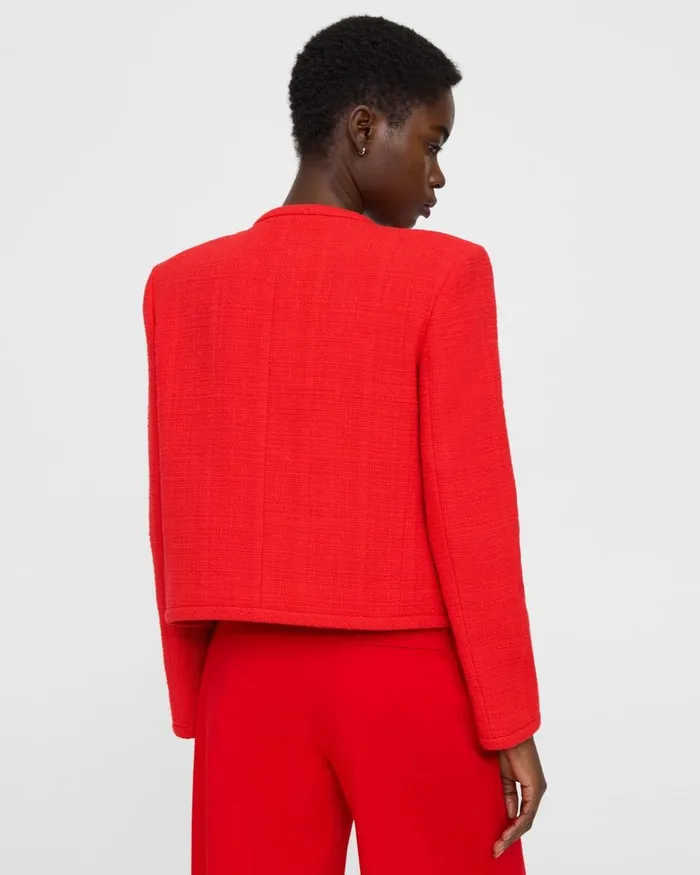 Women Theory Blazers Jackets Cropped Jacket In Cotton Tweed Grenadine