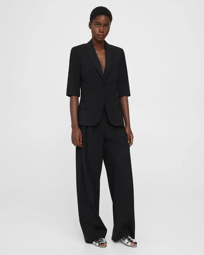 Women Theory Blazers Jackets ShortSleeve Blazer In Stretch Wool Black