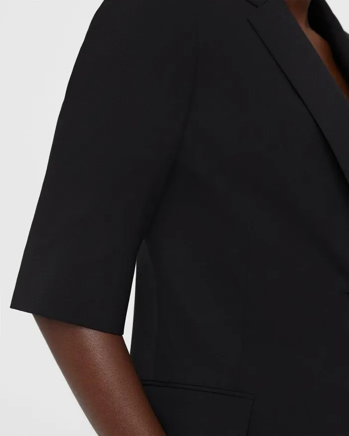 Women Theory Blazers Jackets ShortSleeve Blazer In Stretch Wool Black
