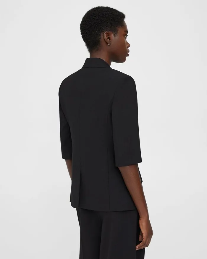 Women Theory Blazers Jackets ShortSleeve Blazer In Stretch Wool Black