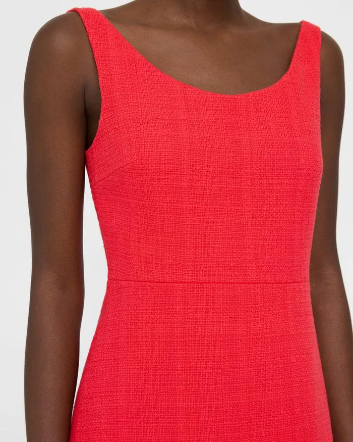 Women Theory Dresses Ballerina Neckline Mini Dress In Cotton Tweed Grenadine
