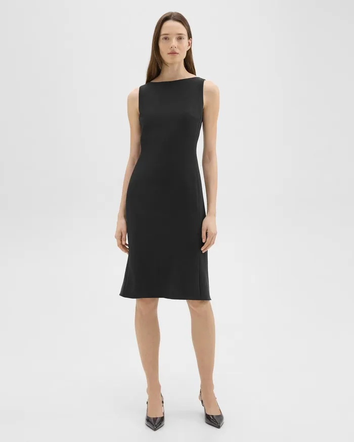 Women Theory Dresses Flared Dress In Crepe Black