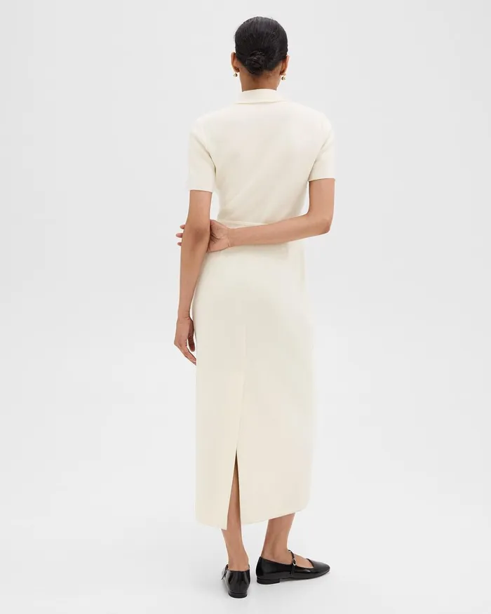 Women Theory Dresses Military Midi Dress In Admiral Crepe Rice