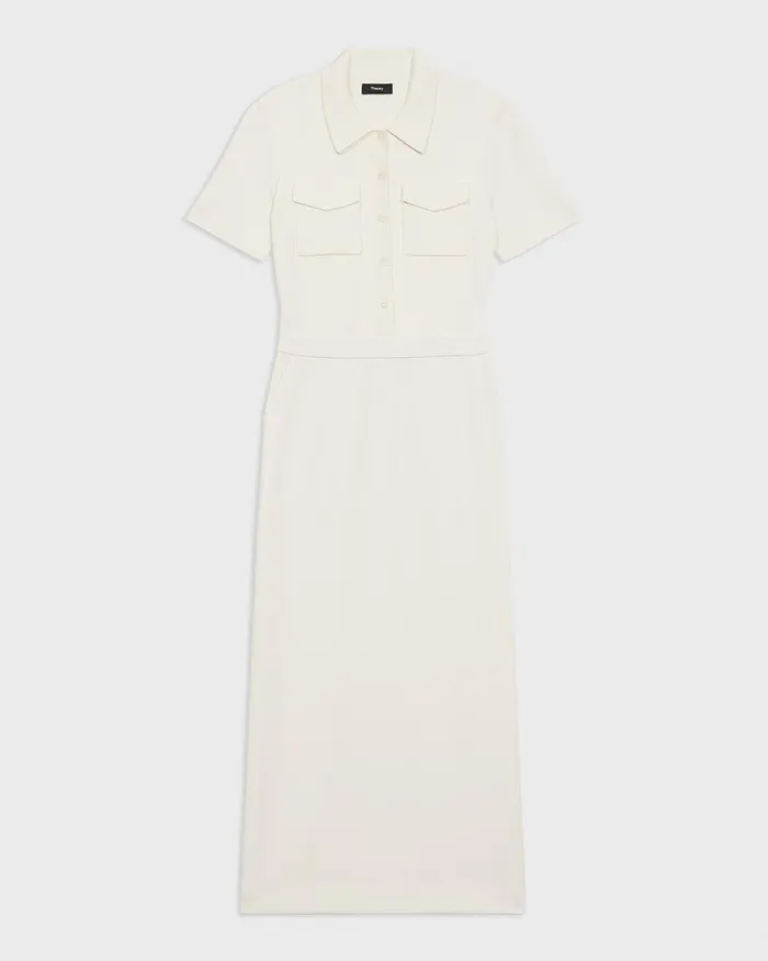 Women Theory Dresses Military Midi Dress In Admiral Crepe Rice