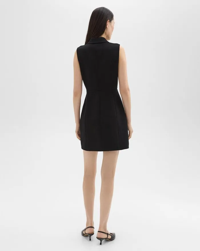 Women Theory Dresses Peak Lapel Mini Dress In Admiral Crepe Black