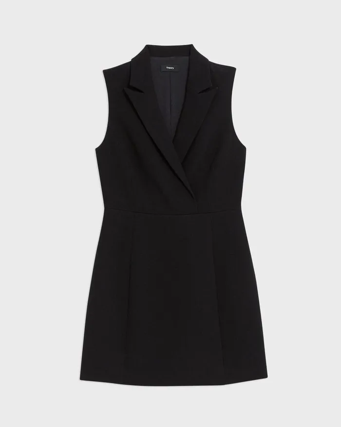 Women Theory Dresses Peak Lapel Mini Dress In Admiral Crepe Black