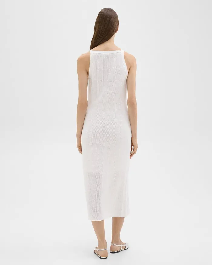 Women Theory Dresses Pointelle Midi Dress In Crepe Knit White