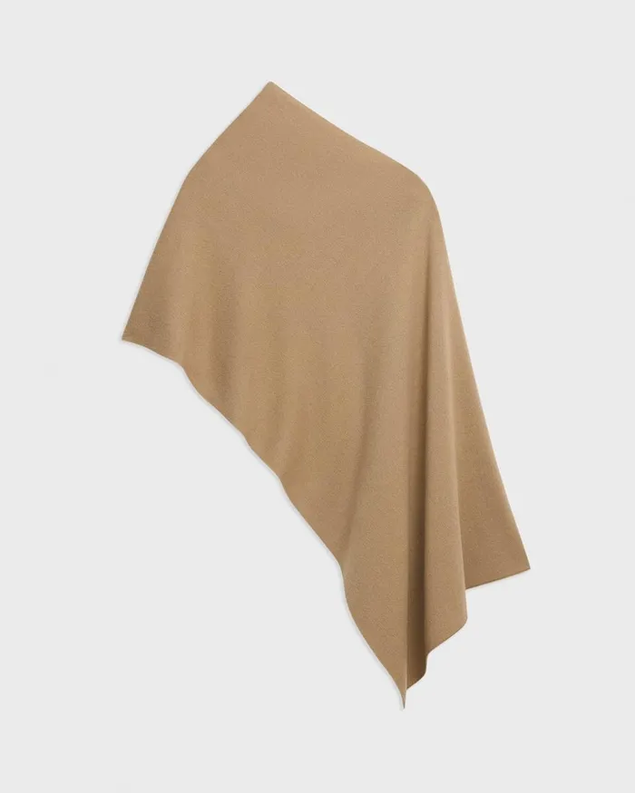 Women Theory Hats Gloves Scarves Draped Poncho In Felted WoolCashmere New Camel