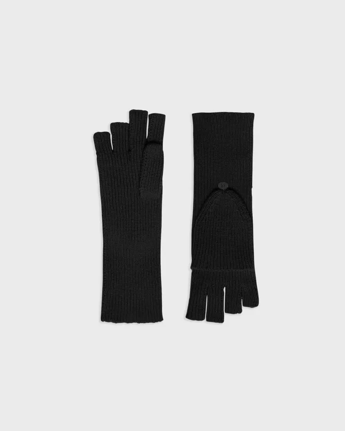 Women Theory Hats Gloves Scarves FoldBack Gloves In Cashmere Black