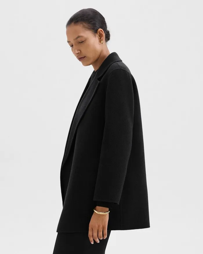 Women Theory Outerwear Clairene Jacket In DoubleFace WoolCashmere Black