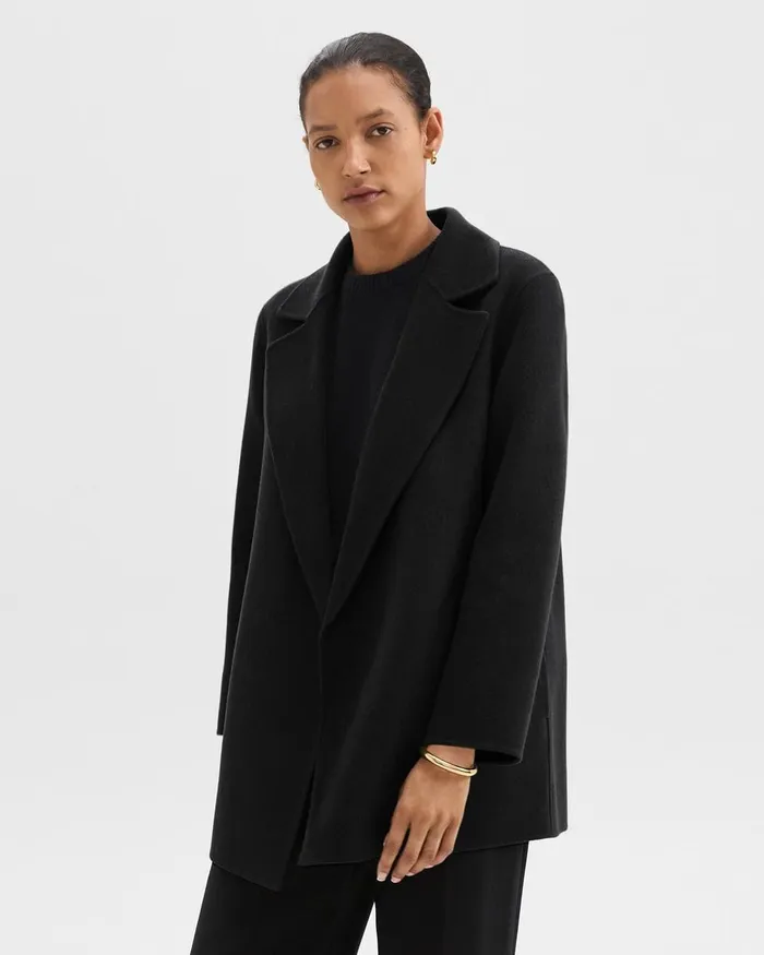 Women Theory Outerwear Clairene Jacket In DoubleFace WoolCashmere Black