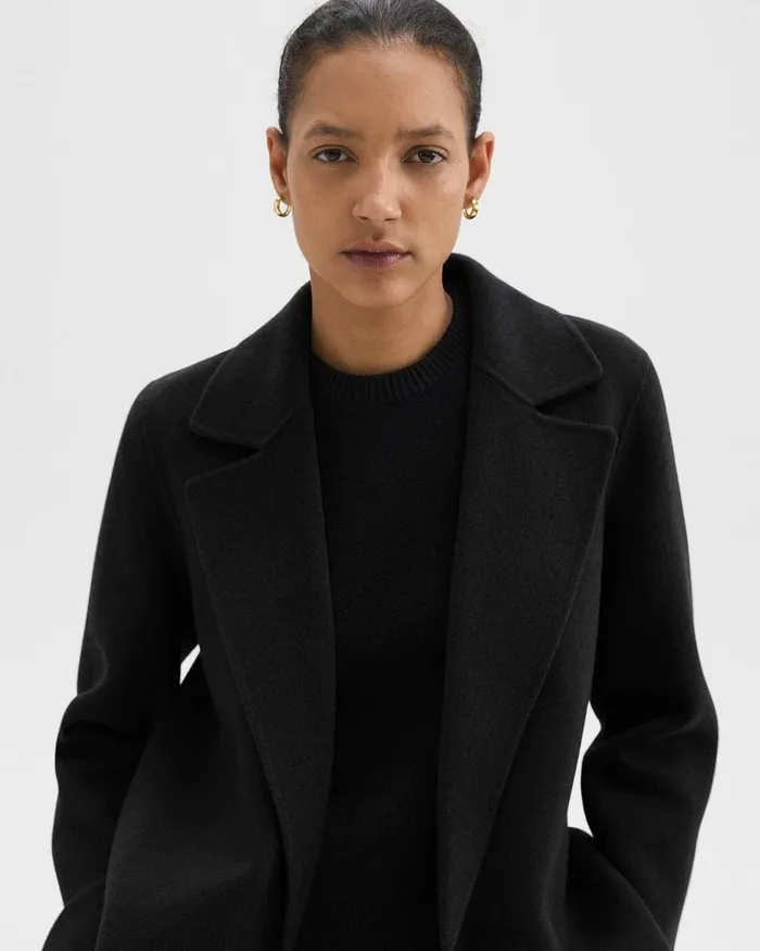 Women Theory Outerwear Clairene Jacket In DoubleFace WoolCashmere Black