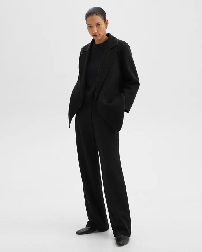 Women Theory Outerwear Clairene Jacket In DoubleFace WoolCashmere Black