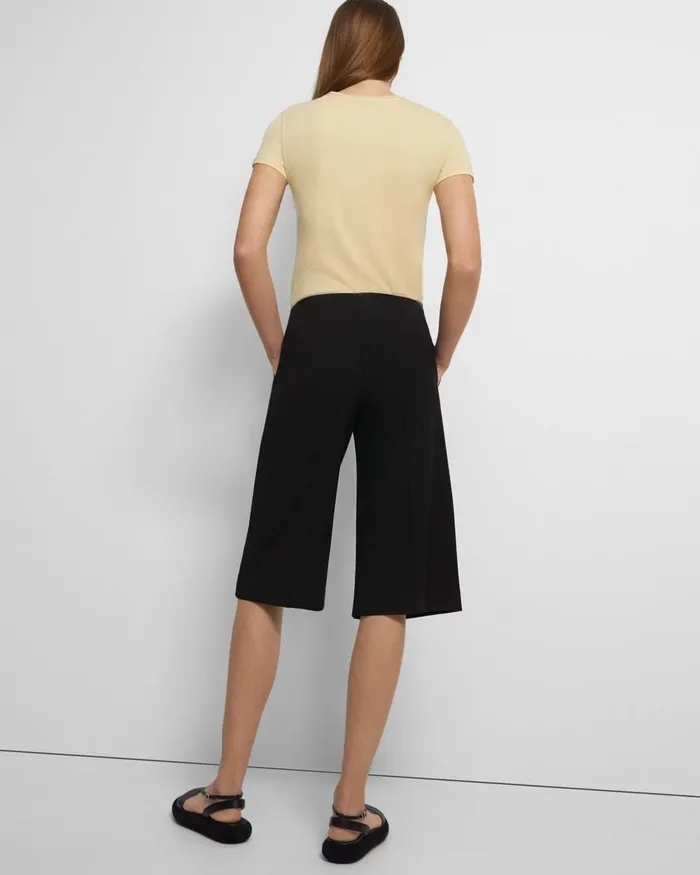 Women Theory Pants Cropped Culotte In Good Wool Black