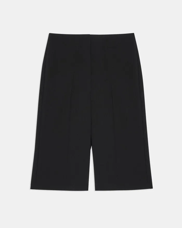 Women Theory Pants Cropped Culotte In Good Wool Black