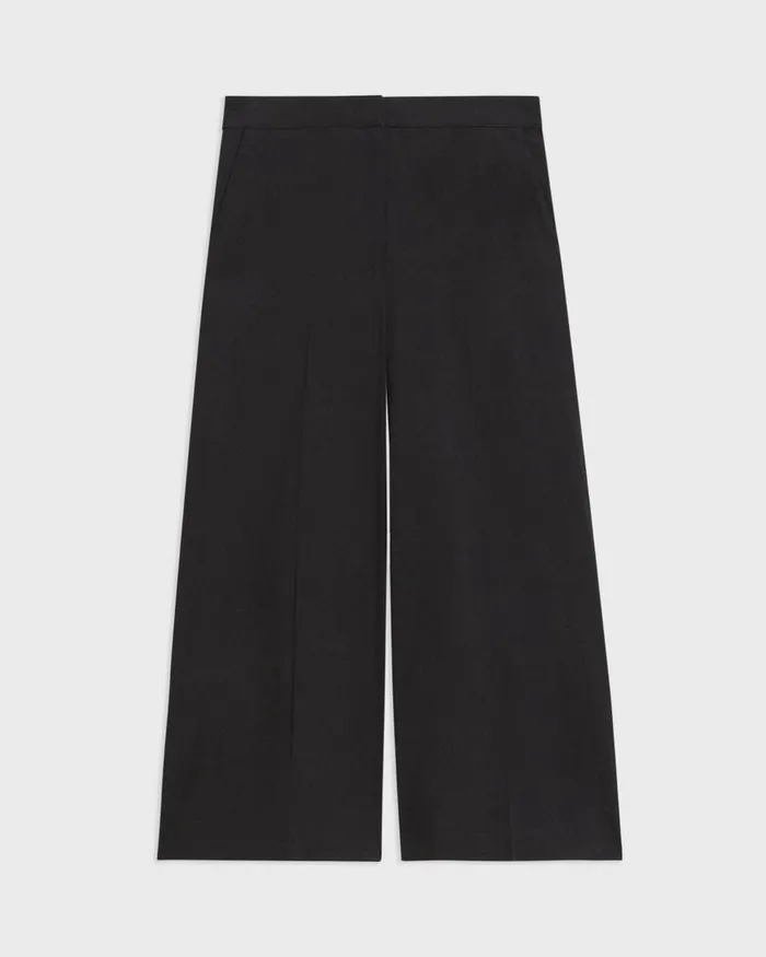 Women Theory Pants Cropped WideLeg Pant In Good Linen Black