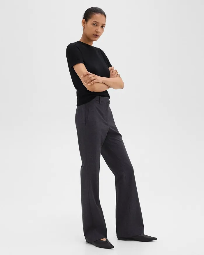 Women Theory Pants Flared Pant In Good Wool Charcoal Melange