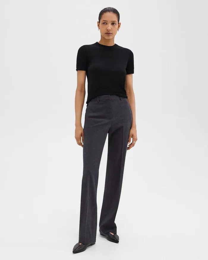 Women Theory Pants Flared Pant In Good Wool Charcoal Melange