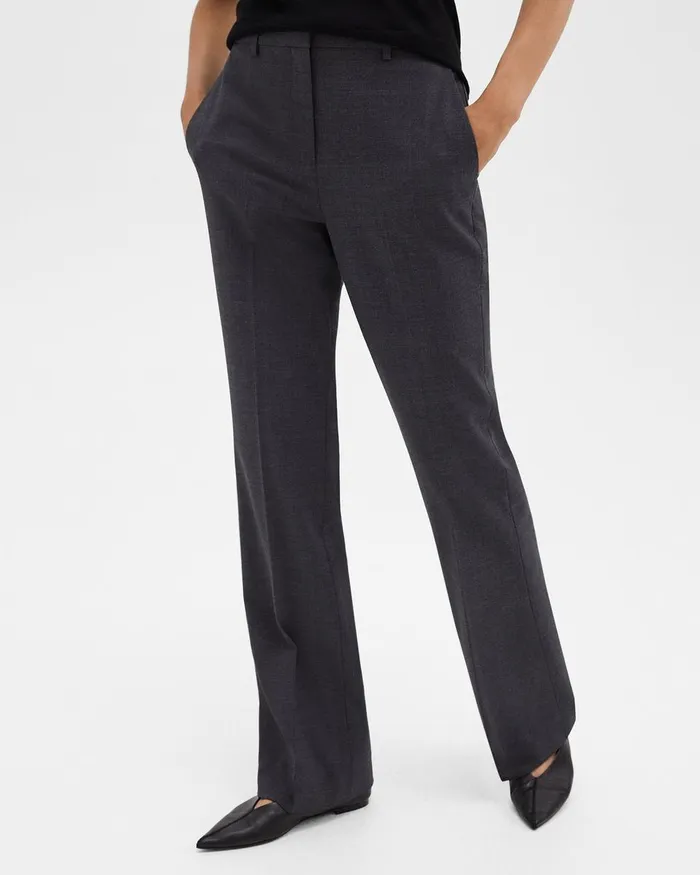Women Theory Pants Flared Pant In Good Wool Charcoal Melange