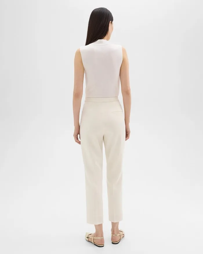 Women Theory Pants HighWaist Slim Crop Pant In Admiral Crepe Rice