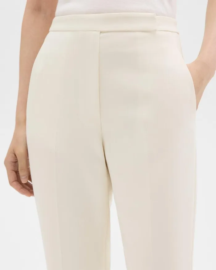 Women Theory Pants HighWaist Slim Crop Pant In Admiral Crepe Rice